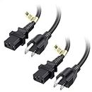 Cable Matters 2-Pack UL Listed 13 Amps 3 Prong Power Cord 6 ft, 16 AWG C13 Power Supply Cable/IEC Power Cable, TV Power Cord, Computer Power Cord (NEMA 5-15P to IEC C13)