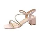 women’s sneakers 2024Sandals For Women Summer Rhinestone Flower One-line Low-heeled Sandals Shoes Leisure Office Party Daily Sandal V-855 Pink 6.5
