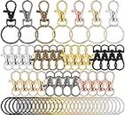 DIY Crafts Metallic Silver, Pack of 50 Pcs, Curved Lobster Clasps Metal Swivel Lanyard Snap Hook with Key Rings, TV Remote Key Chain, Manual Art Keychain, ((Metallic Silver, Pack of 50 Pcs)