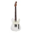 Latitude Headless Electric Guitar 6 String Solid Body Travel Guitar with Gig Bag, Roasted ASH Body with H-H Pickups Guitar, Right