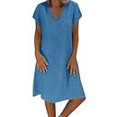 Today 2023 Warehouse Amazon Warehouse Deals Costume Medieval Femme Femmes été Style Feminino Vestido T-Shirt Coton décontracté Grande Taille Dames Robe Robe pour Mariage Invité Femme (Blue, XL)