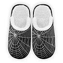 YYZZH Pretty Scary Spider Web Horror Black And White Halloween Holiday Fuzzy Feet Slippers Soft Non-Slip Indoor House Slippers Home Shoes For Bedroom Hotel Travel Spa For Women Men
