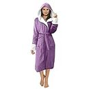 Women Winter Coat Bathrobe Plush Lengthened Shawl Bathrobes Home Clothes Long Sleeved Robe Warm Solid Coat Coat Jacket (Purple, XL)