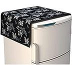 Woah Hand Block Printed Floral Design Cotton Fridge Top Cover Refrigerator Top Cover with Spacious Deep Utility Pocket Appliance Cover ( 21 X 39 Inch ) (Black Leaf)