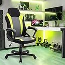 Make My Chairs™ Nitro Ergonomic Gaming Chair with Premium Fabric,Fixed Armrest & Strong Nylon Base Computer Gaming Chair(Green)