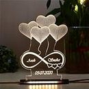 MyPhotoPrint Customized Infinity Love Sign Acrylic LED Lamp Names & Date Can Be Customize | Warm White, Multicolor | 2 Sizes 6X4 Inch & 8X6 Inch