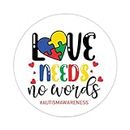 Zyadsinoudor 50 Pcs Love Needs No Words Autism Vinyl Stickers Autism Sensory Laptop Stickers Autism Puzzle Waterproof Round Labels Stickers for Kids Laptop Stickers for Girls Teens Car Cup 3inch