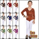 Girls Long Sleeve Leotard Kids Leopard Print Round Neck Gymnastic Dance Bodysuit