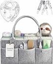 Putska Baby Diaper Caddy Organizer - Gift Registry For Baby Shower, Nursery Organizer, Neutral Baby Changing Table Organizer With Bibs And Pacifier Clips (A Diaper Caddy set)