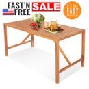 Outdoor Patio Large 6 Person Wooden Dinning Table With Umbrella Hole Clearance