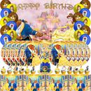 Beauty and the Beast Birthday Backdrop Party Supplies Latex Balloons Plate Cloth