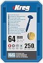 Kreg® Blue-kote ™ Pocket-hole Vis – 64 mm/6,3 cm, 8 Coarse-thread, Maxi-loc ™, 250-count