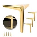 12cm Metal Furniture Legs Set of 4, Replacement Couch Legs for Furniture, Modern Gold Short Cabinet Legs for Coffee Table Dresser Ottoman Futon(4pcs Gold-12cm)