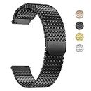 Fullmosa 20mm Stainless Steel Watch Band Mesh Loop Compatible with Samsung Galaxy Watch 6 40mm 44mm/Galaxy Watch 6 Classic 43mm 47mm/Galaxy Watch 5 40mm 44mm/Pro 45mm/Galaxy Watch 4 40mm 44mm,Black