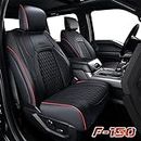 Truckiipa Full Coverage Car Seat Covers Full Set, Waterproof Pickup Cushion Protector Truck Accessories Leather Seats Cover for Ford F150 2015-2023 Crew Cab, 2017-2022 F250 F350 F450, Red/Black