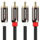 FosPower (0.9m / 3ft) 2 RCA M/M Stereo Audio Cable [24K Gold Plated | Copper Core] 2RCA Male to 2RCA Male [Left/Right] Premium Sound Quality Plug