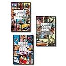 Waltractive GTA 5, GTA: SA, GTA: VC Official Cover Posters - 8x12 Inches A4 Size Posters, Set of 3 - Perfect Addition for fans of Grand Theft Auto Series for Wall and Room Decoration