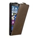 Cadorabo Case Compatible with Nokia Lumia 640 XL in Coffee Brown - Flip Style Case with Magnetic Closure - Wallet Etui Cover Pouch PU Leather Flip