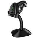 Bluetooth Barcode Scanner with Stand，2.4G Wireless & USB 2D QR Handheld Barcode Reader Scanner for Library Book, Warehouse Inventory, Store