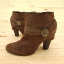 Miranda Lambert Womens Ankle Boots 7 Brown Leather Western Cowboy Harness Bootie