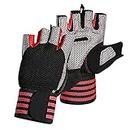 UBERSWEET® Sport Gloves Anti-Skid Cycling Half Finger Gloves with Long Wrist Straps Shock Absorbing Padded Weight Lifting Gloves Outdoor Breathable MTB Gloves Mitten