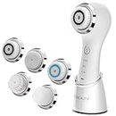 COSBEAUTY Sonic Facial Cleansing Brush Face Gentle Exfoliator Deep Cleansing Brush Face Scrubber Massaging with Smart Timer, Wireless Rechargeable, 3 Speeds Adjustment (White)