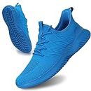 Socviis Mens Slip On Running Shoes Athletic Walking Trainers Lightweight Breathable Mesh Tennis Sneakers, Light Blue, 11