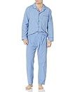Hanes Men's Woven Plain-Weave Pajama Sets, Medium Blue Solid, Large US