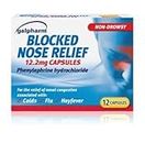 Galpharm Blocked Nose Relief | 12 Capsules | Un-block Your Nose | Non Drowsy | Relieves Nasal Congestion Associated with Colds, Flu, Hayfever & Allergies
