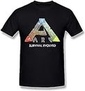 recognize Men's Ark Survival Evolved Game Logo Poster Black T Shirt Black T-Shirts à Manches Courtes(Large)