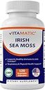 Vitamatic Organic Irish Sea Moss 120 Vegetarian Capsules - Made with Organic Bladderwrack & Organic Burdock Root - Seamoss Supplement for Thyroid, Energy, Immune Support