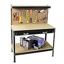 TOYEEKA Workbench for Home, Wood Garage Workbench kit with Tools and Drawer, 472359 inch