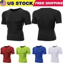 Men's Compression Athletic Fitness Shirt Base Layer Tops Sports Gym Tight Dry US