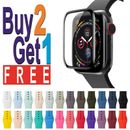 Band Strap +Screen Protector For Apple Watch 7/SE/6/5/4/3/2 iWatch 44/42/40/38MM