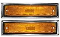 Parts N Go 1978-1987 CK Pickup Suburban Fender Marker Light with Chrome Trim Front Driver & Passenger Side Left Right Hand - 915557 GM2550115, 915558 GM2551107