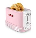 Nostalgia Retro Toaster - Wide 2-Slice Vintage Design - Compact Size Perfect for Kitchen Counter - Toasts Bread, Bagels, and Waffles - Comes with 5 Toasting Levels, Crumb Tray, Cord Storage - Pink