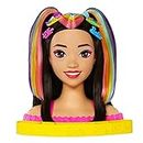 Barbie Doll Deluxe Styling Head, Totally Hair, Straight Black Neon Rainbow Hair, Doll Head for Hair Styling, Color Reveal Accessories, HMD81