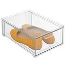 mDesign Shoe Storage Box with Drawer Construction – Sturdy Plastic Storage Box for Shoes – Stackable Drawer Box for Shoes, Accessories and More – Clear