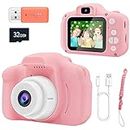 YUE3000 Upgrade Kids Camera,Gifts for Boys and Girls of Age 3-9, 1080P HD Digital Video Cameras for Toddler, 20M high -Definition Digital Camera, Suitable for Portable Toys with 32GB SD Card-Pink