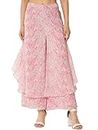 ALL WAYS YOU Women's Pink Tie & Dye Poly Georgette Ankle Length Palazzo for Women (A2107BTPR576-XL)
