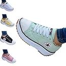 PPAASS 2022 Canvas Shoes Women Fashion Trainers, Platform Shoes for Women, Ladies Sneakers, Womens Trainers, Ladies Lace Up Trainers, Breathable Platform Flat Shoes Woman Sneakers