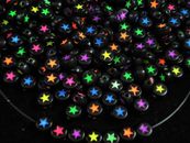 Round Star Beads 250pc Black/Mix Colours DIY Jewellery Bracelets FREE POSTAGE