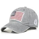 FASHOLIC USA Denim Unisex Baseball Caps Casual Sports Summer Outdoor Activities Cap for Men and Women (USA Flag Grey Cap)
