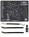 EDOG 1911 Schematic Exploded View Heavy Duty Pistol Cleaning Mat Compatible with Kimber PRO & Compact Pistols 12x17 Padded Gun-Work Surface Protector Solvent Oil Resistant & 7 PC Cleaning Essentials
