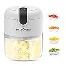 InstaCuppa Rechargeable Mini Electric Chopper - Stainless Steel Blades, One Touch Operation, for Mincing Garlic, Ginger, Onion, Vegetable, Meat, Nuts, (White, 250 ML, Pack of 1, 45 Watts)