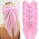 Wecoe 4pcs Pink Bows Pink Hair Clips Big Satin Hair Bows For Women Hair Barrettes Cute Large Hair Clips Wedding Bride Bachelor Party Hair Accessories For Women Girls Accesorios Para El Cabello Gift