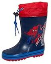 Marvel Bottes de pluie Spiderman à nouer Boys Wellies Super Hero Wellingtons Girls Rain Snow Welly Shoes, Marine Rouge, 31 EU