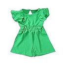 Generic 1 to 7 Years Infant 2024 Clothes Toddler Girl Ruffled Sleeve 1 Piece Rompers Cotton Sleeveless Kids Casual Summer Clothing (Green, 4-5 Years)