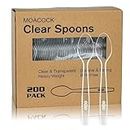 200 Count Clear Plastic Spoons, Heavy Weight Disposable Spoons Cutlery Plastic Utensils, Clear Plastic Silverware Bulk