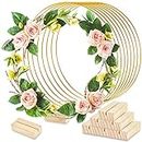 15 Pcs Floral Hoop Centerpiece for Table Metal Hoop Centerpiece with Stand Arch Round Centerpiece Table Decorations Flower Wreath Metal Rings for Crafts DIY Wedding Event Party Decor (Gold, 12 Inch)